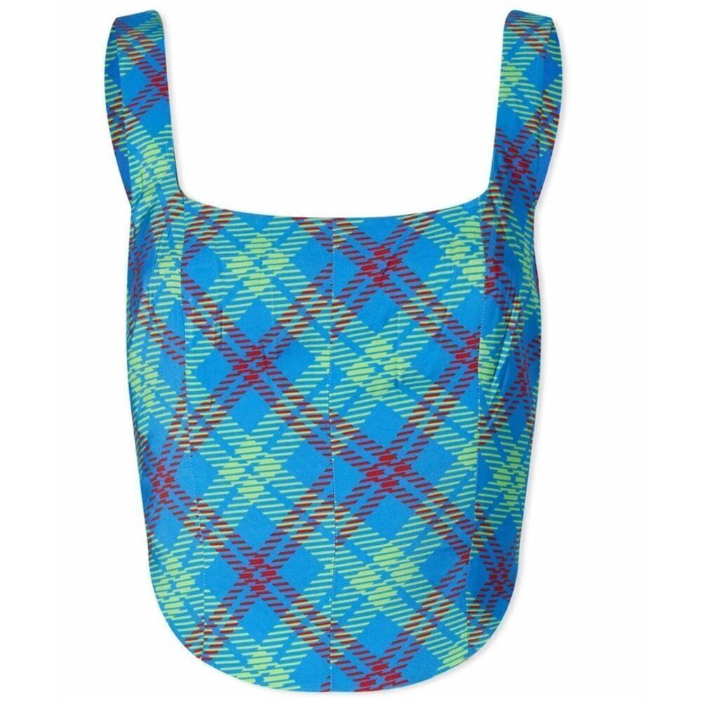 KITRI Women's Ines Check Sleeveless Top in Blue NWT Size US 10